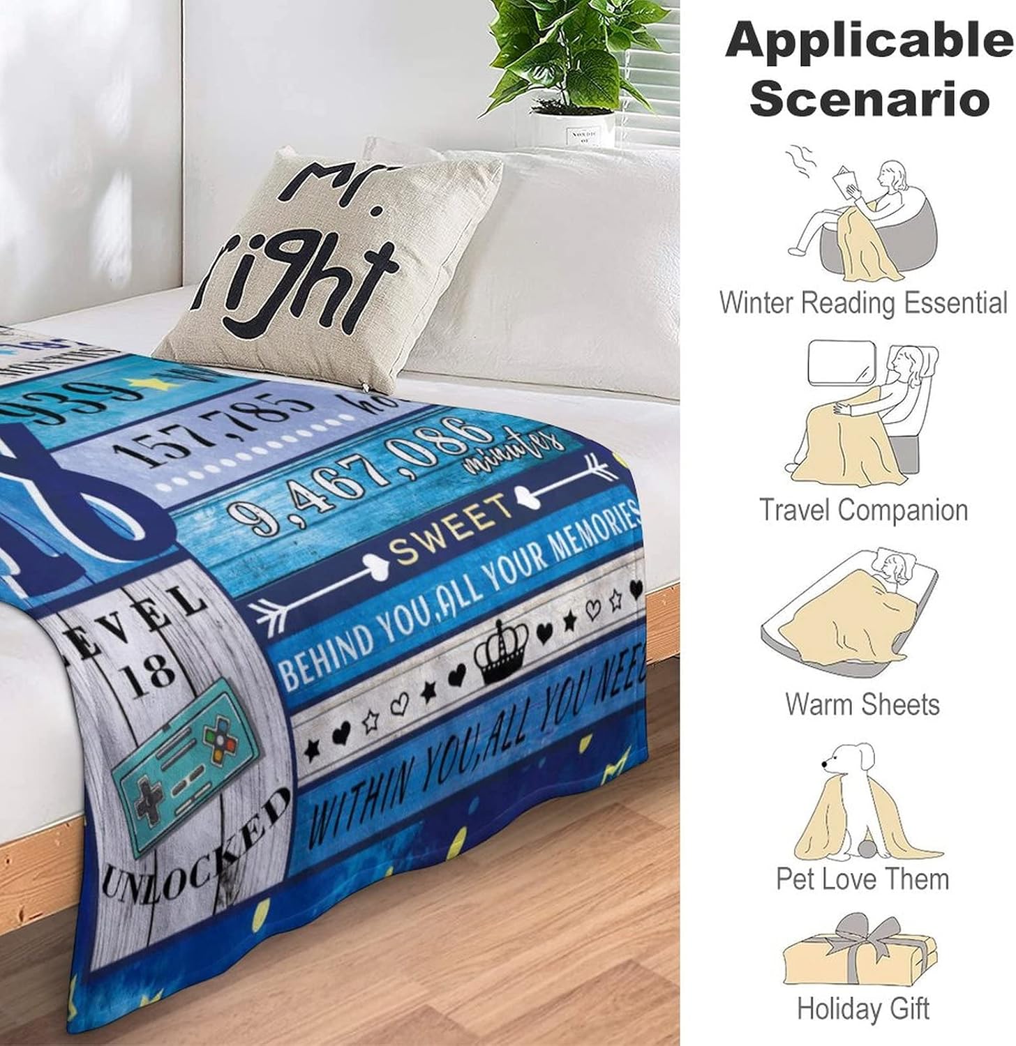 18th Birthday Blanket Gift for 18 Year Old Boys Girls 18th Birthday Gift Ideas 18th Bday Decor Best Gift for 18th Birthday 60×80