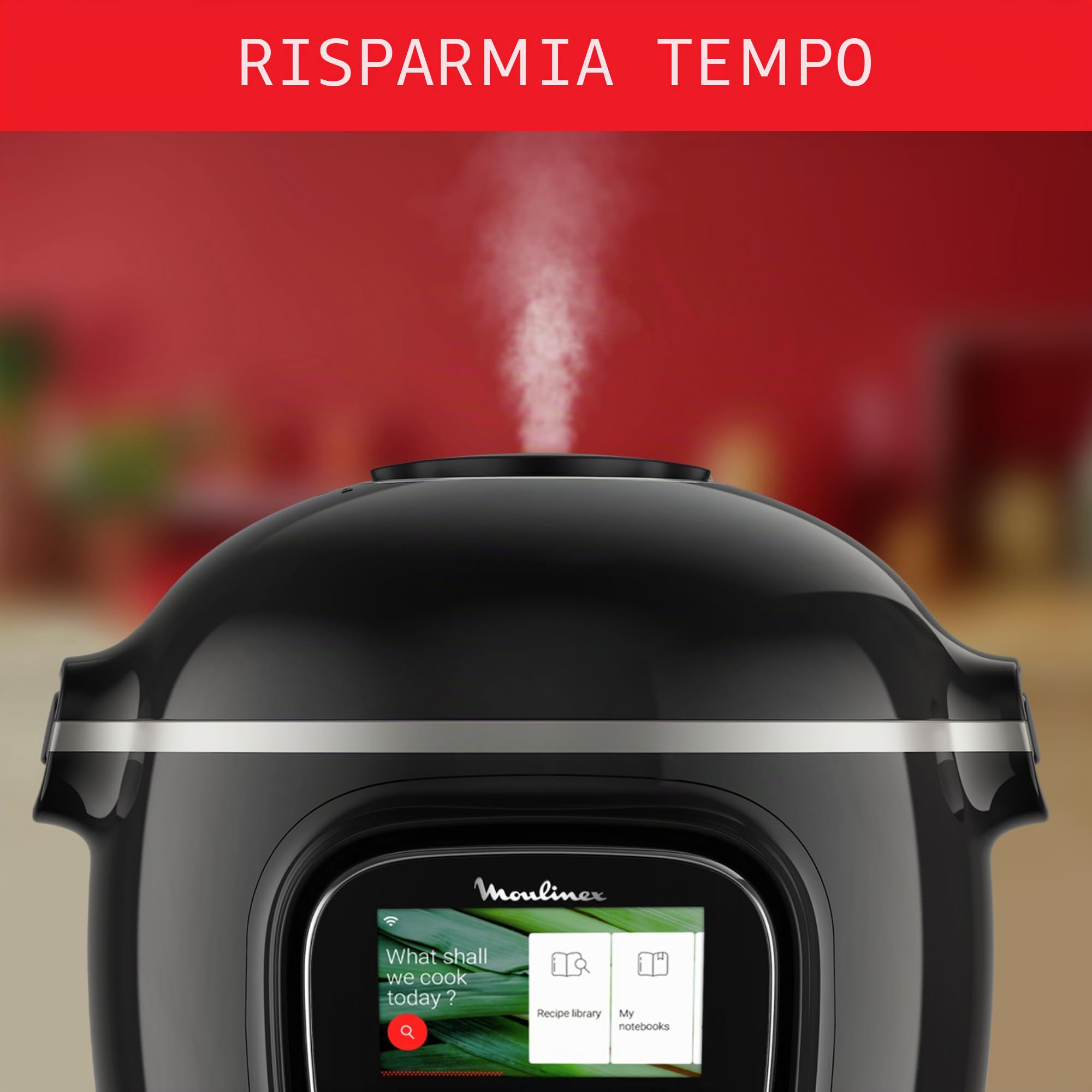 Moulinex Cookeo Touch Wifi Multicooker intelligente ad alta pressione + stampo per dolci 18 cm, 6 L, touch screen, 250 ricette integrate, applicazione Moulinex YY5297FB, nero