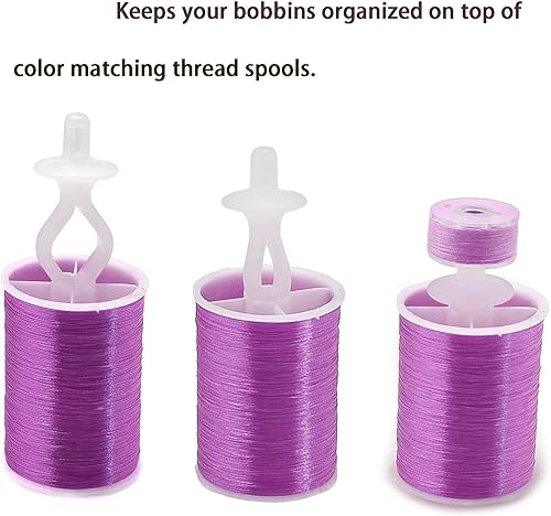 Miniatura 3 de Fbshicung 48 clips de bobina semitransparentes, abrazaderas de silicona para bobinas de coser con colores para almacenamiento y organización de