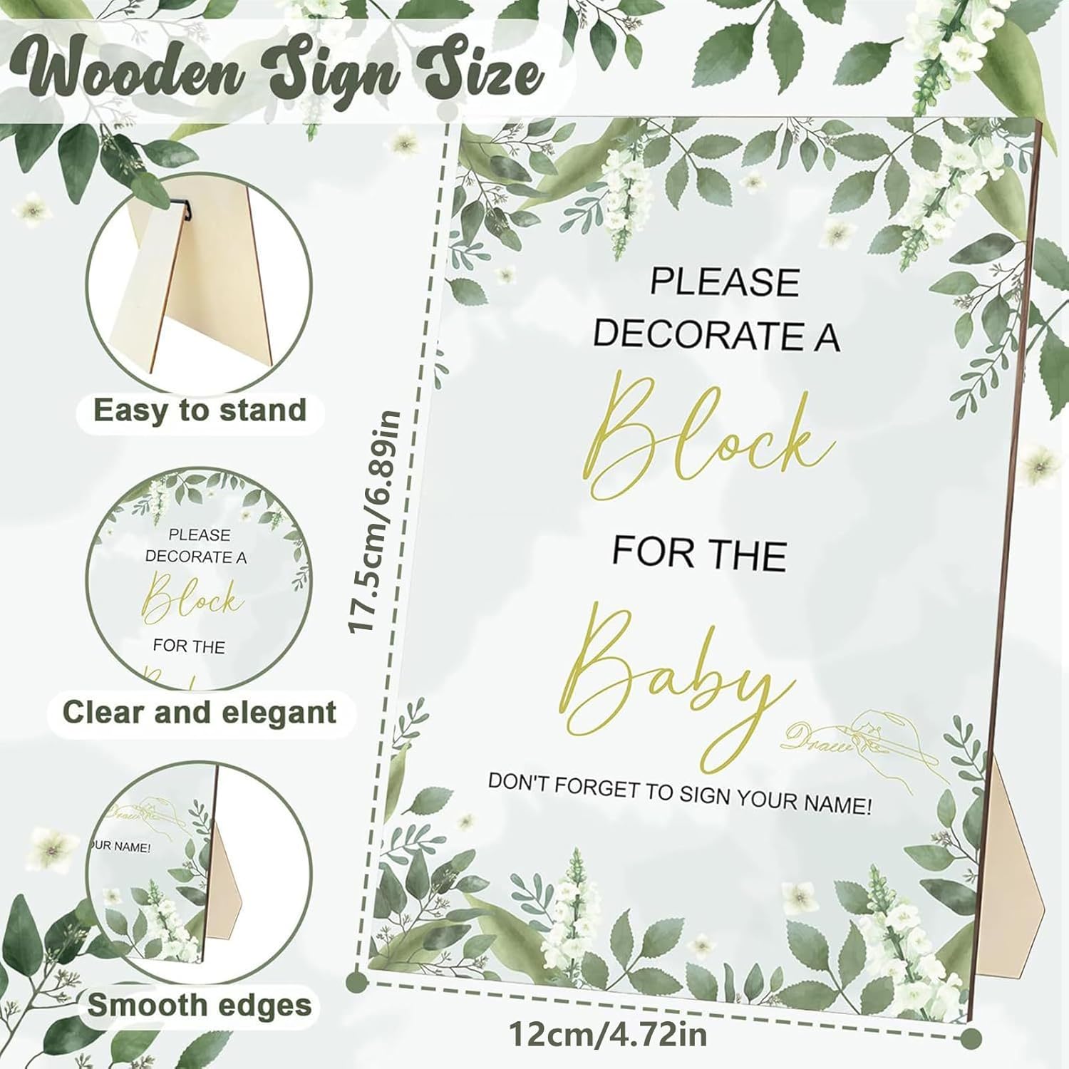 Baby Shower Kit - Games Sign Activity, Keepsake Creating Toy | Wooden Blocks Material, Perfect for Gender Reveal Party, 100-Day Celebration, First Birthday, Living Room Bedroom, 8.82x6.02x4.37 Inches