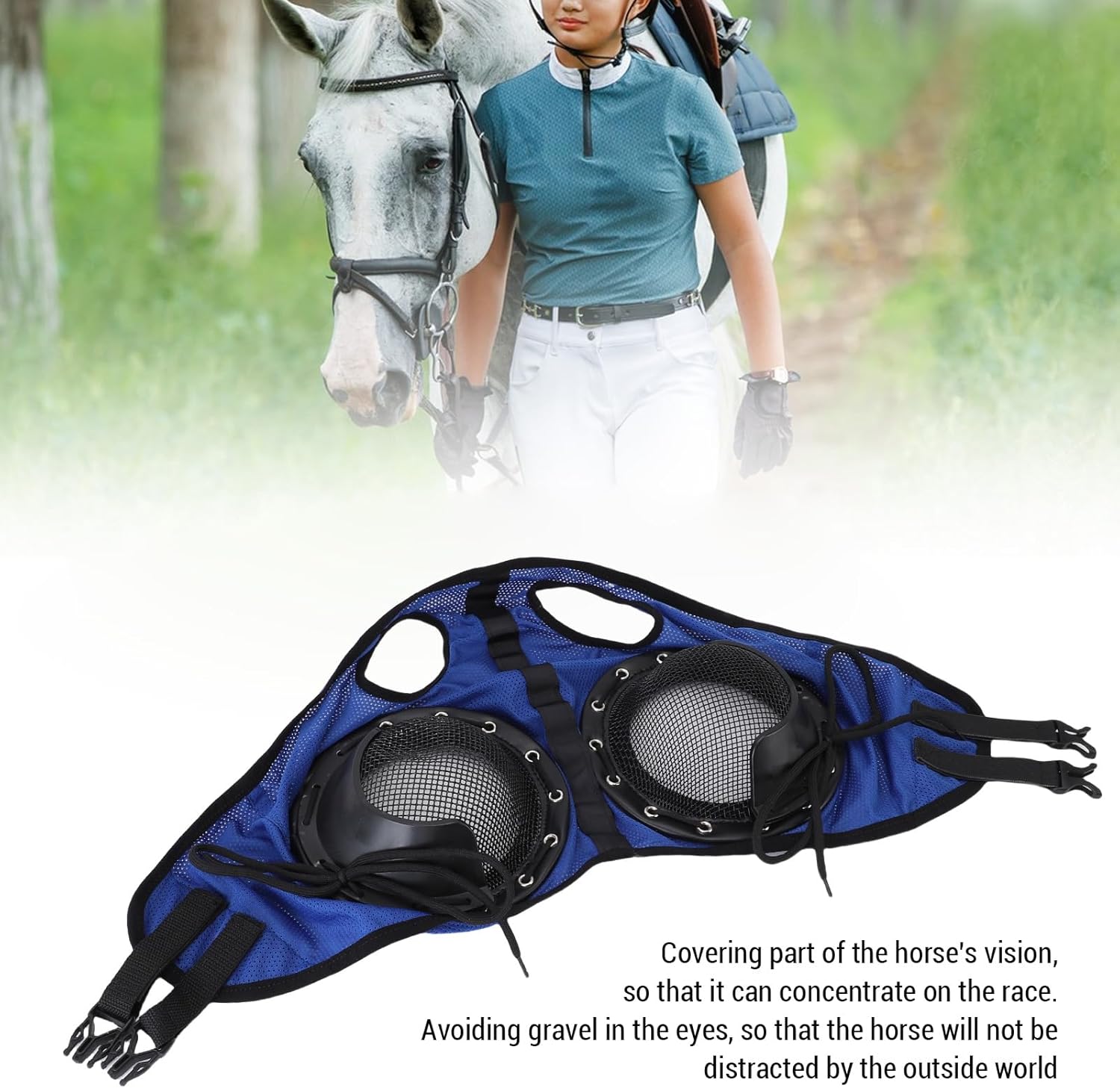 Horse Racing Goggles Windproof Sandproof Protective Horse Goggles Net Horse Eye Cover for Harness Supplies Horse Accessories Horse Racing Equipment