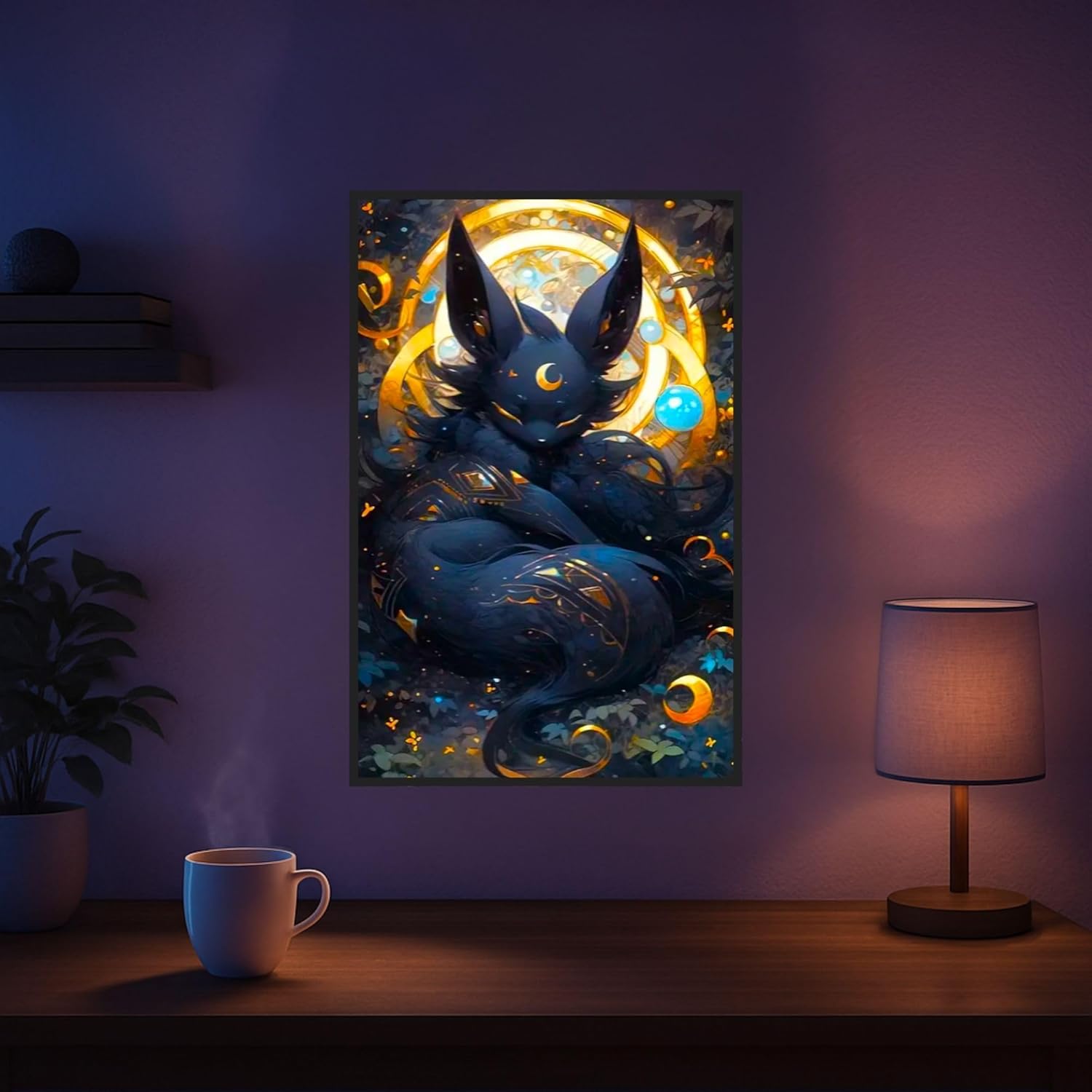 Picmondoo Diamond Painting - 40 x 60 cm, with Square Resin Stones, AB Stones, Rhinestones & Metallic Colours - DIY Artwork for Adults and Children (Mystical Night Creature)