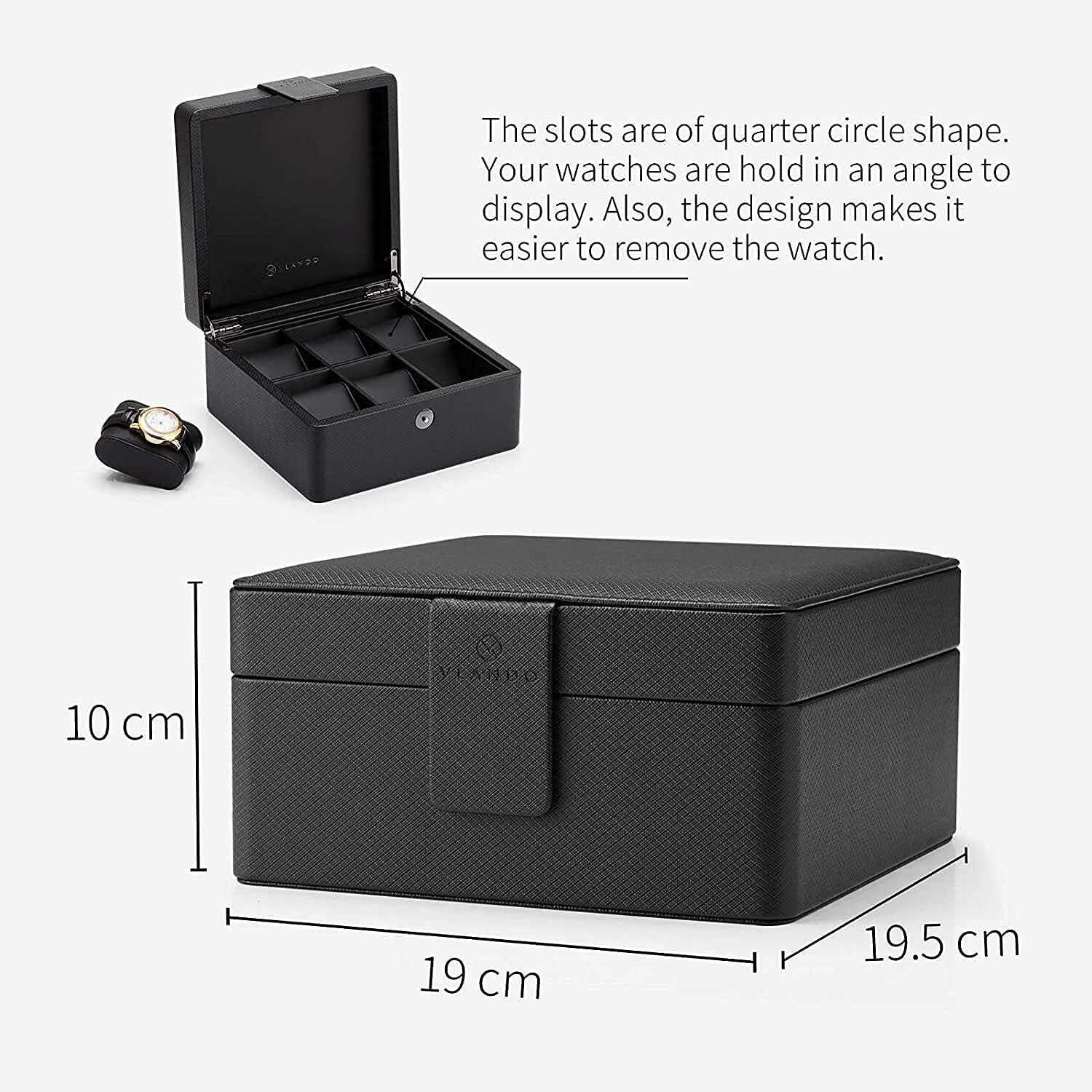 Chtom 収納ボックスウォッチ収納ボックス、レザーの木の旅行時計