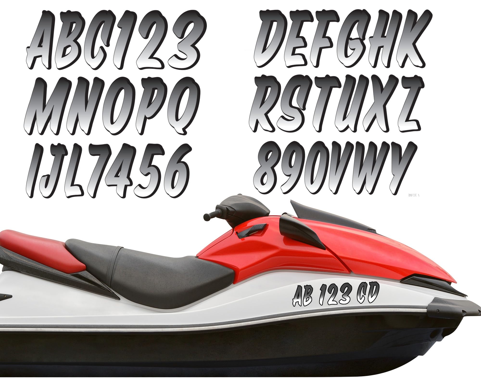MotiMind 30 Pcs 5 Sets Boat Registration Numbers 0 to 9 and Name Decal Letters A to Z Waterproof Marine Boat Registration Numbers Custom Vinyl