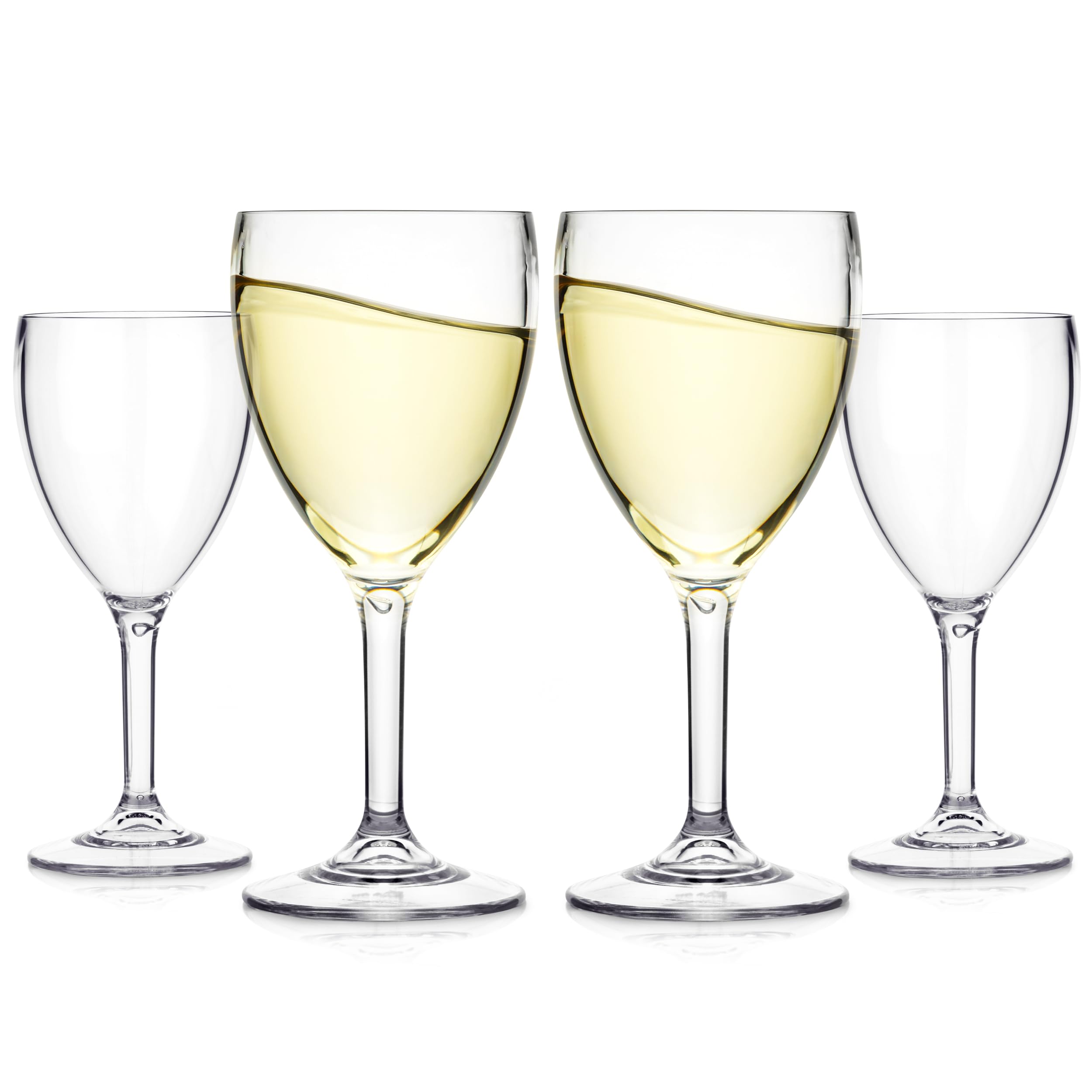 Bestway Set of 4 Unbreakable Wine Glasses, 312ml Reusable Plastic Glasses for Camping, Picnics, Festivals, BBQs & Outdoors, BPA-Free, Dishwasher Safe, Polycarbonate Drinkware