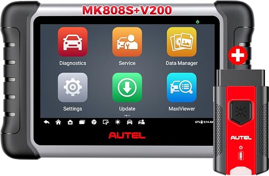 Autel MaxiCOM MK808S with MaxiVCI V200 Wireless Dongle 2026 MK808S Bidirectional Scanner Same as MX808S MX900 MK900BT MK808BT Pro, 3000 Active Test, 28 Service for 200 Brands, All System Diagnose