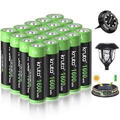Kruta 20-Pack Rechargeable AA Batteries Pre-Charged 1600mah NiMH Rechargeable AA Solor Batteries Double A Battery for Outdoor Solar