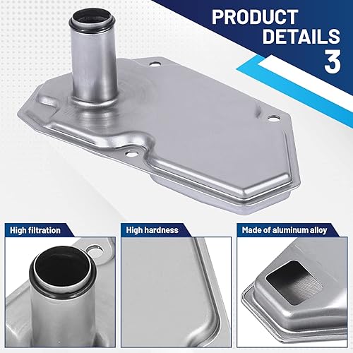 Miniatura 3 de Juego de juntas de filtro de aceite de transmisión y bandeja compatible con Nissan Altima Maxima Sentra 33010-JF015 Plata