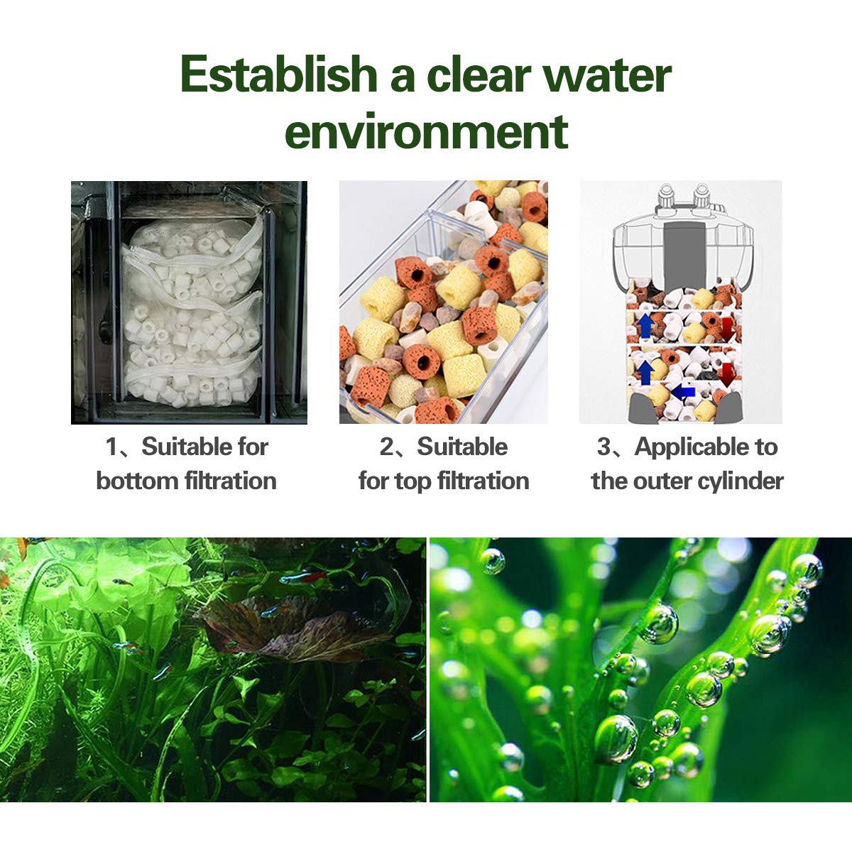 QCKJ Keramik Bio Filter Ringe – 1 Kg Set (2x500g), 9-in-1 Filtermedien Für Aquarium & Teich – Für Klares Wasser