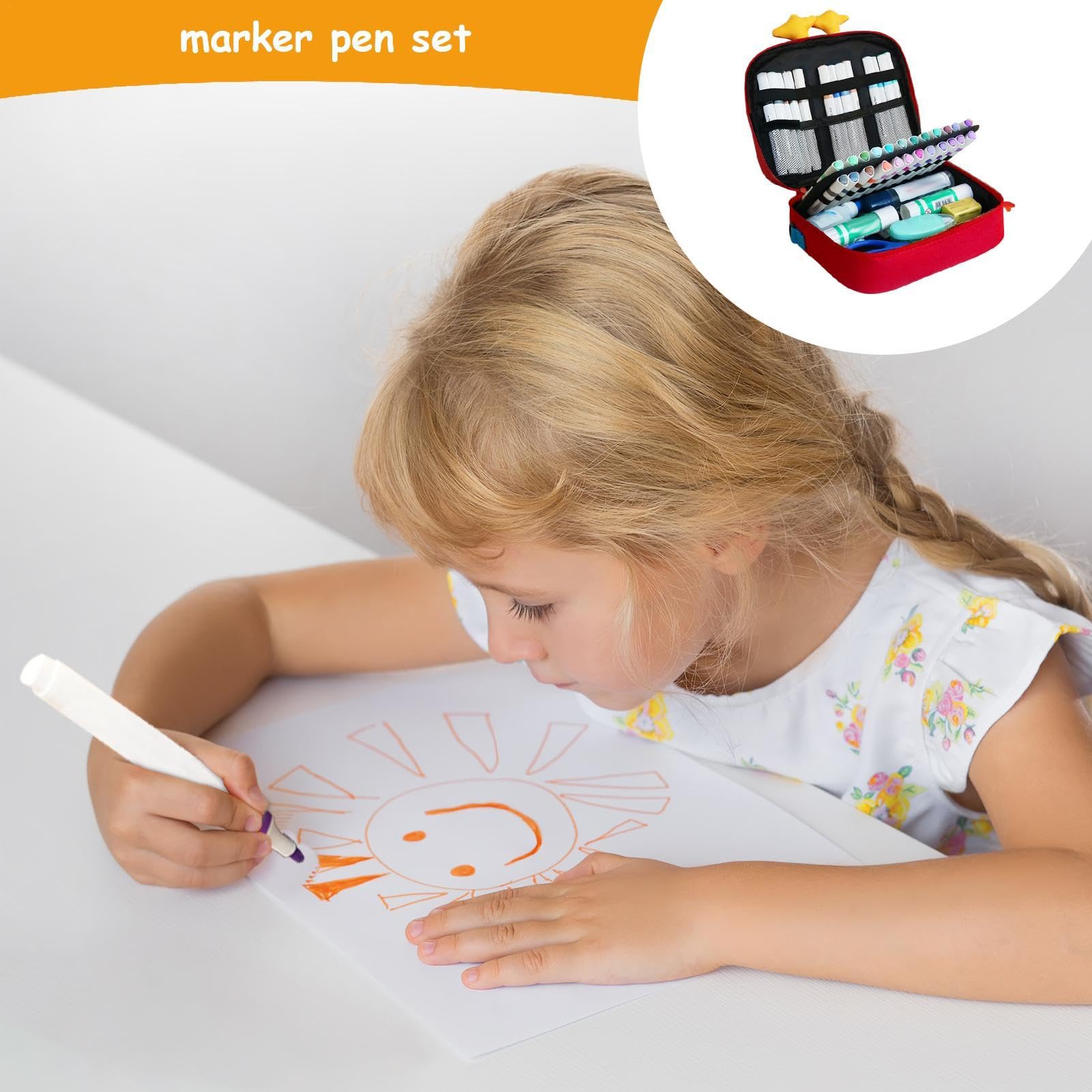 Marker-Set für Kinder, Kunstmarker, Malmarker-Set, waschbare Marker | Zeichenmarker, Malmarker, Kunstbedarf für Kinder, tragbares Marker-Set, Bastelmarker für Kinder