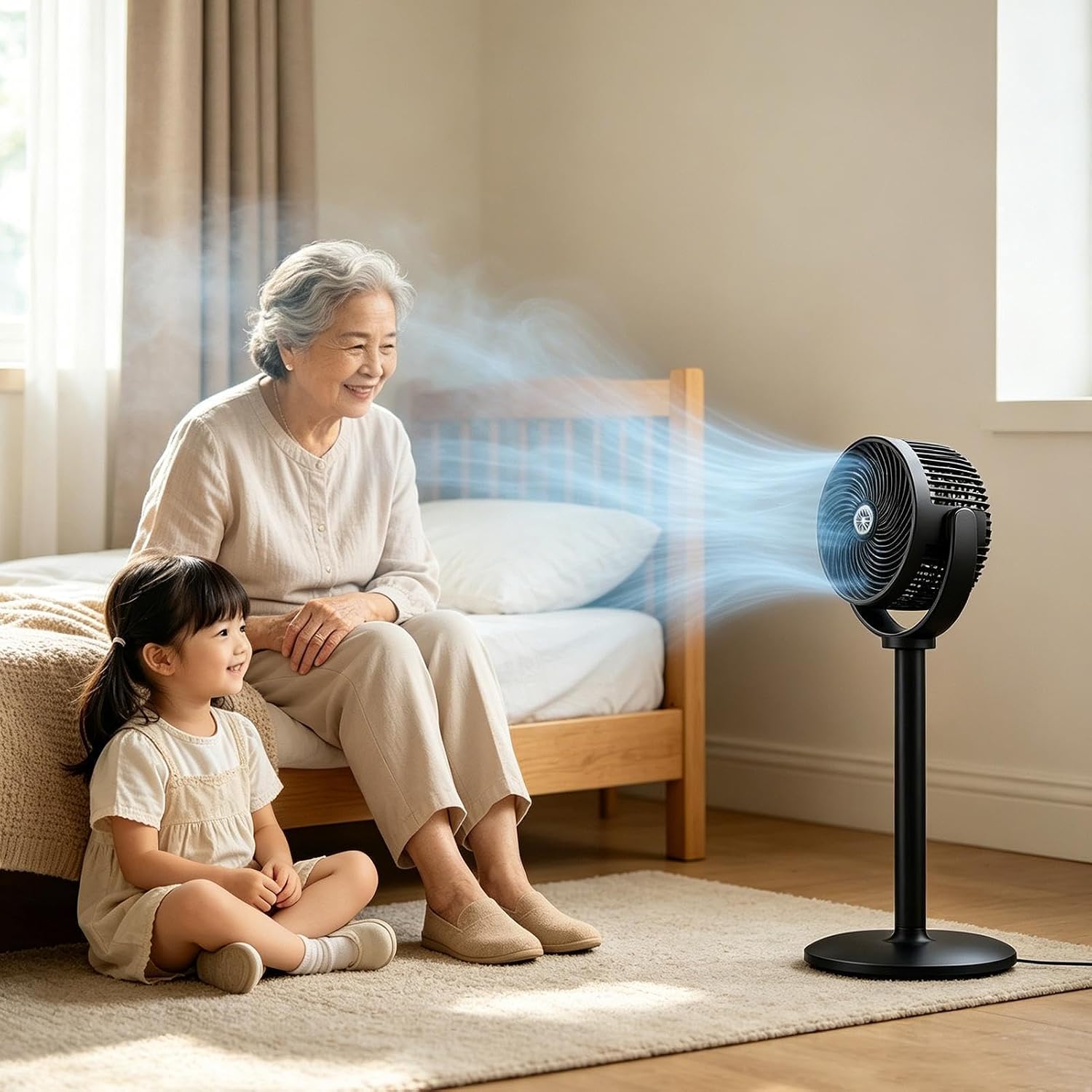 Standing Fan - Telescopic Floor Fan, 5-Speed Adjustable, Cooling Pedestal | with Height Adjustment, Powerful Airflow, Portable Compact Design, Versatile Cooling for Home Office Bedroom Workshop