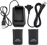 Battery for Xbox 360 Controller, Rechargeable Battery 4800mAh Replacement Battery and Charging Kit with USB Cable for Xbox 360 Remote Control Black - 1