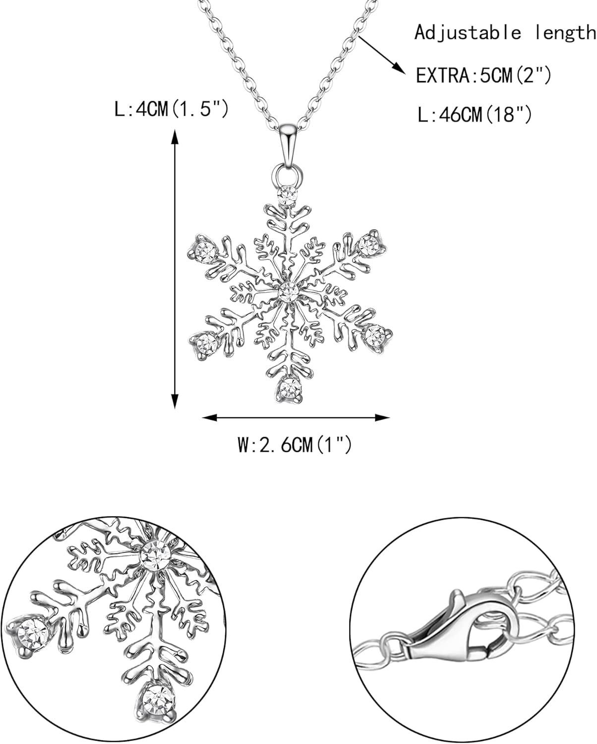 EVER FAITH Austrain Crystal Daily Winter Snowflake Flower Necklace Chain for Women Clear - Image 7