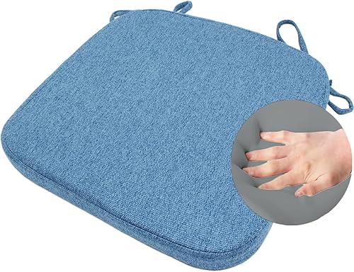 Miniatura 12 de Cojín para silla de comedor con lazos, espuma viscoelástica de 2 pulgadas, almohadilla de asiento y cojín antideslizante para cocina con funda