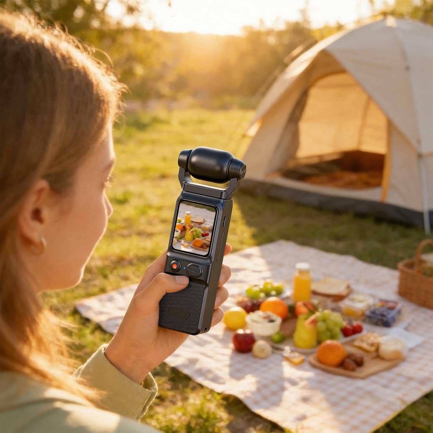 4K/30FPS 48MP Body Vlogging Camera, Pocket Action Camera with 6-Axis Stabilization,180° Rotatable Lens, 160° Wide FOV Video Recording, WIFI Digital Vlogging Camera for YouTube,Travel,Creators