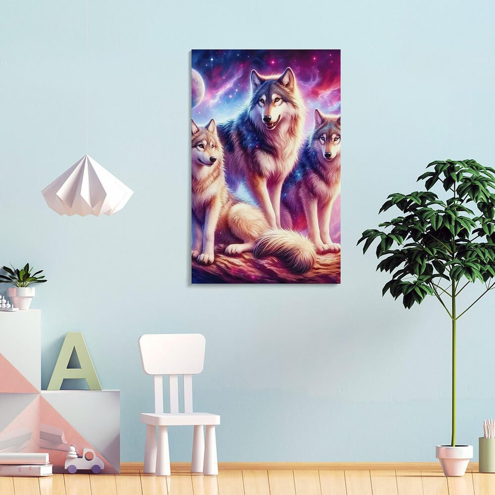 DHBANEIOK lupo Quadri Su Tela Wall Art Moderni Stampe Stampa Su Tela Stampe D'arte Decorazione Murale Per Home Decor Ristorante Cucina 24x36inch(60x90cm)