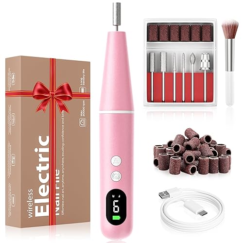 Kit de taladro eléctrico profesional para uñas, lima de uñas eléctrica inalámbrica de 9 velocidades con pantalla LED, máquina de taladro de uñas