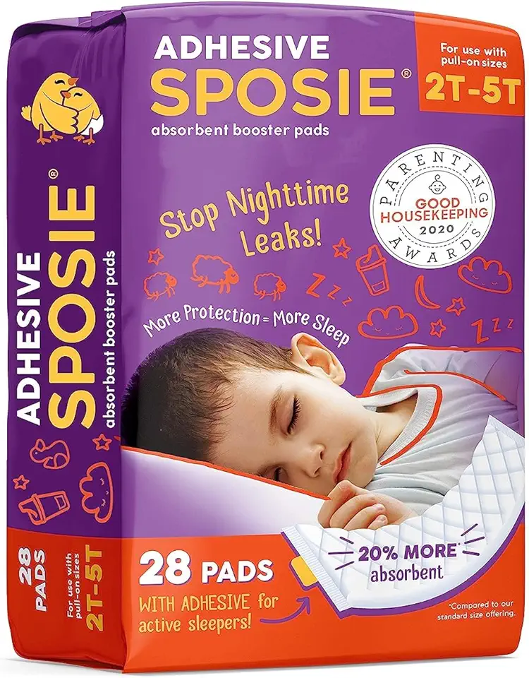 Sposie Diaper Booster Pads with Adhesive, fits Pull-Up-Style Diaper Sizes 2T-5T, Baby Diaper Pads Inserts Overnight, Diaper Liners for Nighttime Diapers, Overnight Diapers, 28 ct/