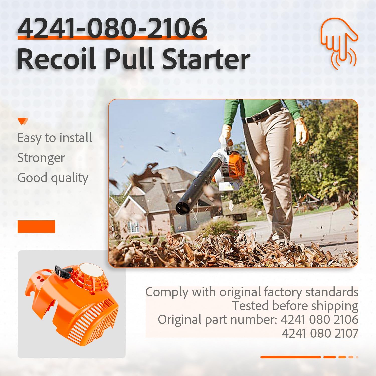 4241-080-2106 Recoil Pull Starter Rewind Leaf Blower Replace for 4241-080-2106, 4241-080-2107 for fits Stihl Sh86 Bg86 Bg86c Bg56c Sh56 Bg56 Handheld Leaf Blower Parts