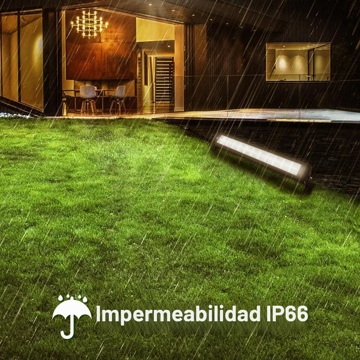Foco LED Exterior 50W, 2PCS 5000LM 3000K Proyector LED exterior IP66 Impermeable Focos Led Blanco Cálido Luz de Seguridad para Jardín Patio Pasillo Garaje Terraza