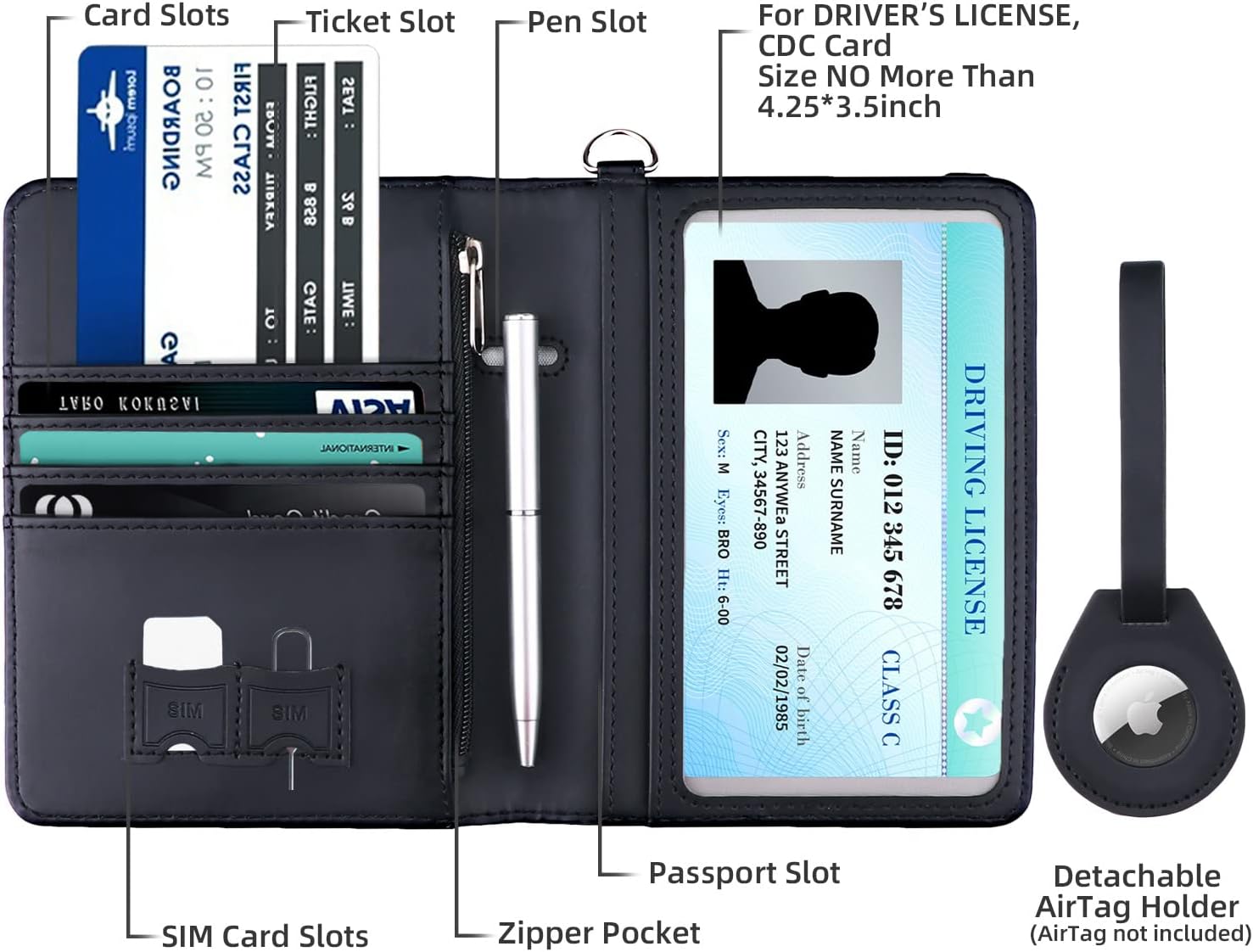 Travel Accessories Bundle: Passport Holder & AirTag Passport Holder and Vaccine Card Holder Combo image 5