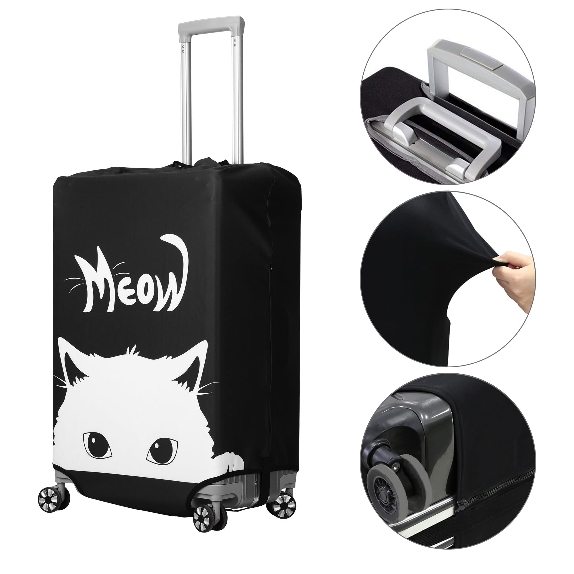 kwmobile Funda Compatible con Maleta (XL) - Cubierta Protectora elástica con Cierre para Maleta Equipaje Negro/Blanco