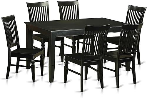 Miniatura 10 de East West Furniture DUWE6-BLK-W - Juego de comedor de 6 piezas que contiene una mesa de comedor rectangular y 4 sillas de cocina con banco, 36 x 60
