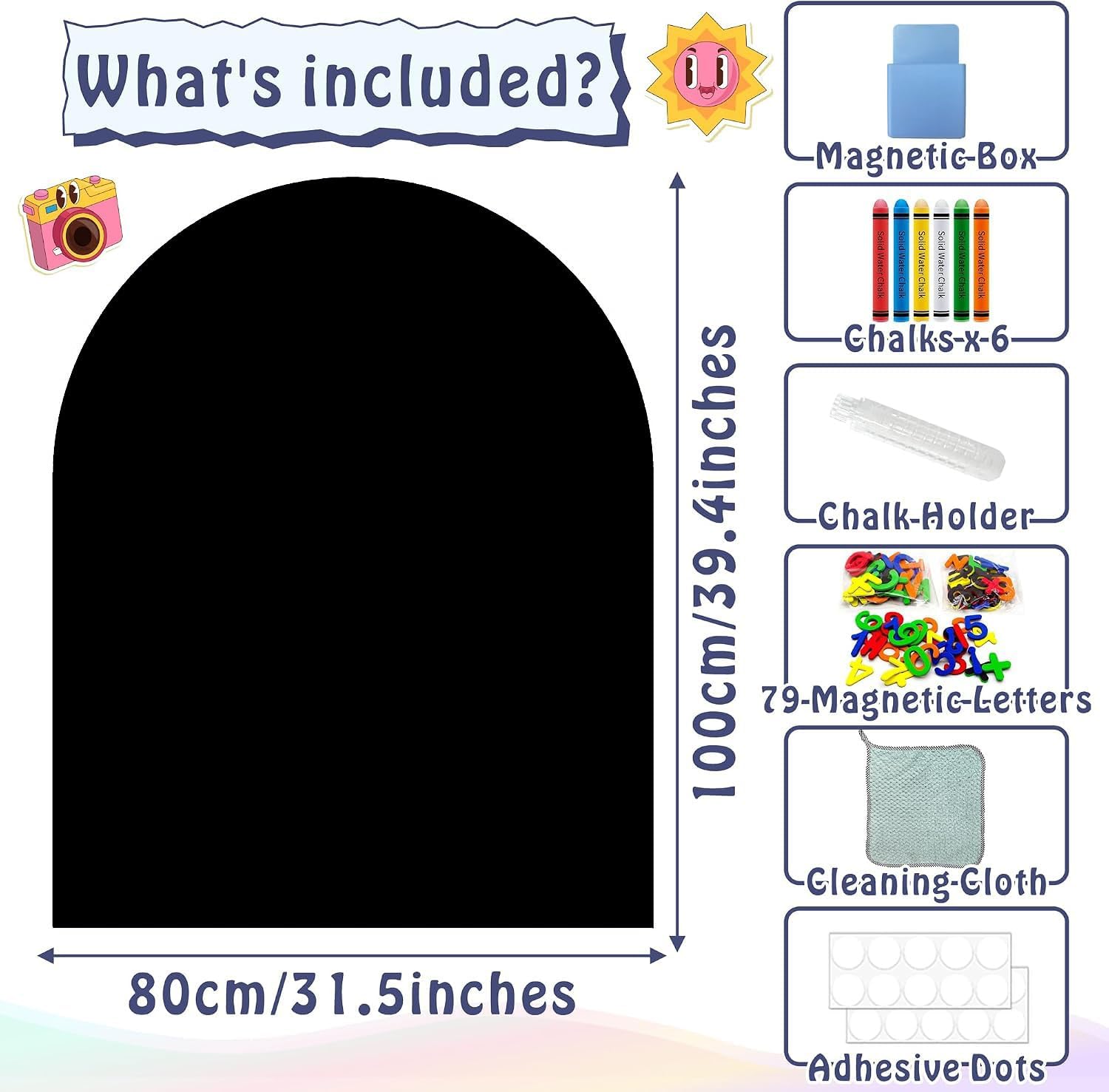 Large Arch Magnetic Wall Decal Black Magnet Chalkboard Decals for Playroom image 2