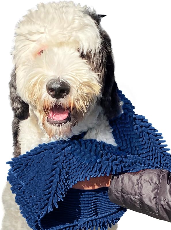 Toalha Super Shammy Absorvente para Cães Soggy Doggy Doormat, Microfibra Chenille, Azul-marinho, 78,74 x 35,56 cm