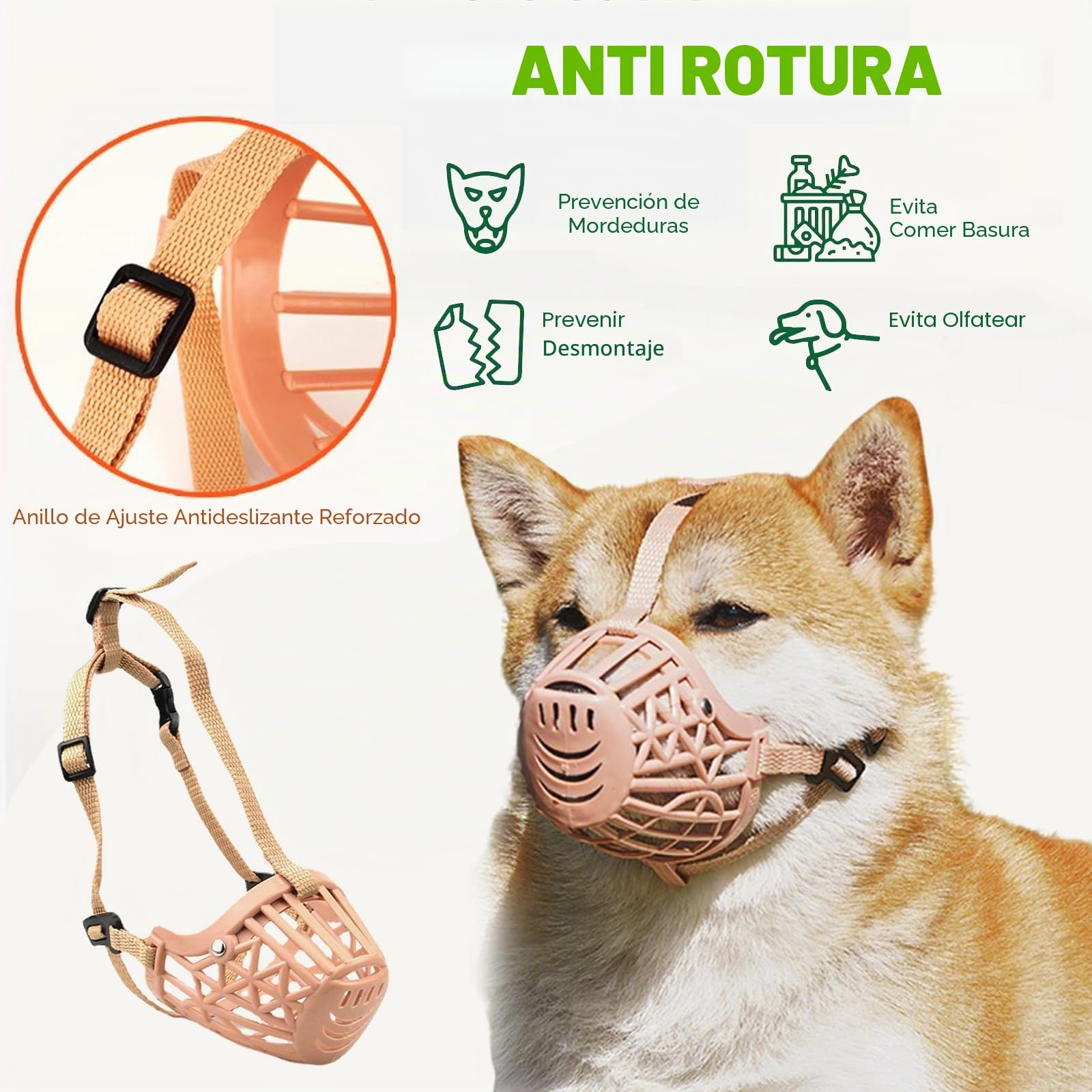 PETCUTE Bozal para Perros,Transpirable y Cómodo,Bozal de Canasta para Perros con Ajustable Correa,Evitar Morder, Masticar, Ideal para Paseos, Adiestramiento y Veterinario,Marrón,L