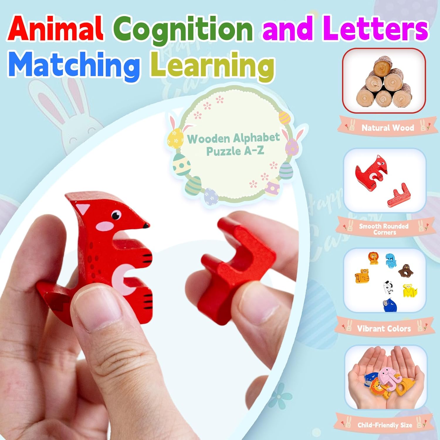 26 Pack Easter Eggs Filled with Animal Alphabet Matching Toys Easter Gifts,Alphabet Matching Toys for Kids Boys Girls, Easter Egg Fillers, Easter Basket Essentials Stuffers Filler and Party Favors