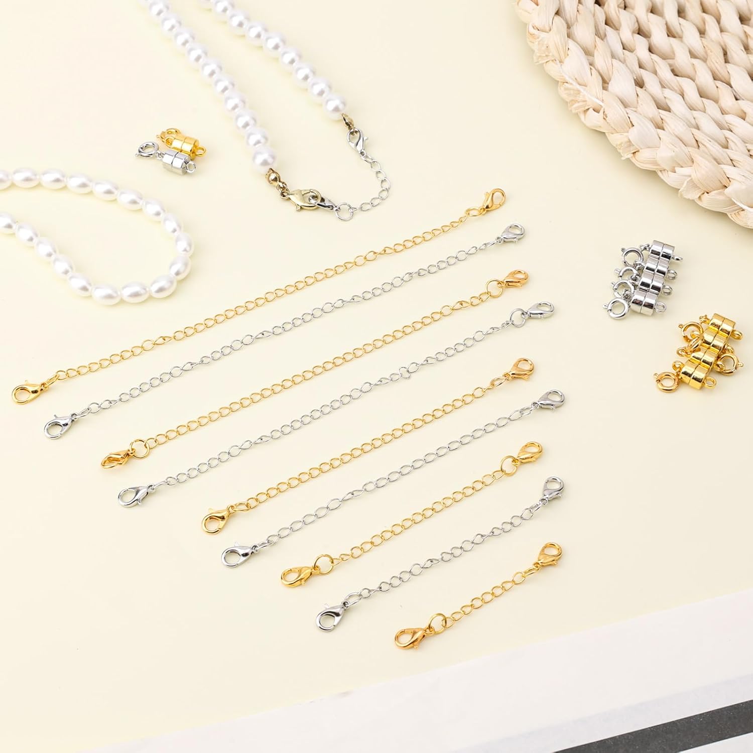 20pcs Necklace Extender & Magnetic Clasp Set, Gold and Silver Chain Extenders with Magnetic Necklace Clasp for Bracelet Jewelry Making - Image 4