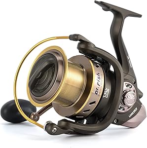 Dr.Fish Long Shot Spinning Reel, 10000/12000 Saltwater Surf Fishing Reel, 13+1 BBS, 48LB Max Drag, Ultra High Capacity, Heavy Duty Long Cast Offshore Trolling Surf Casting