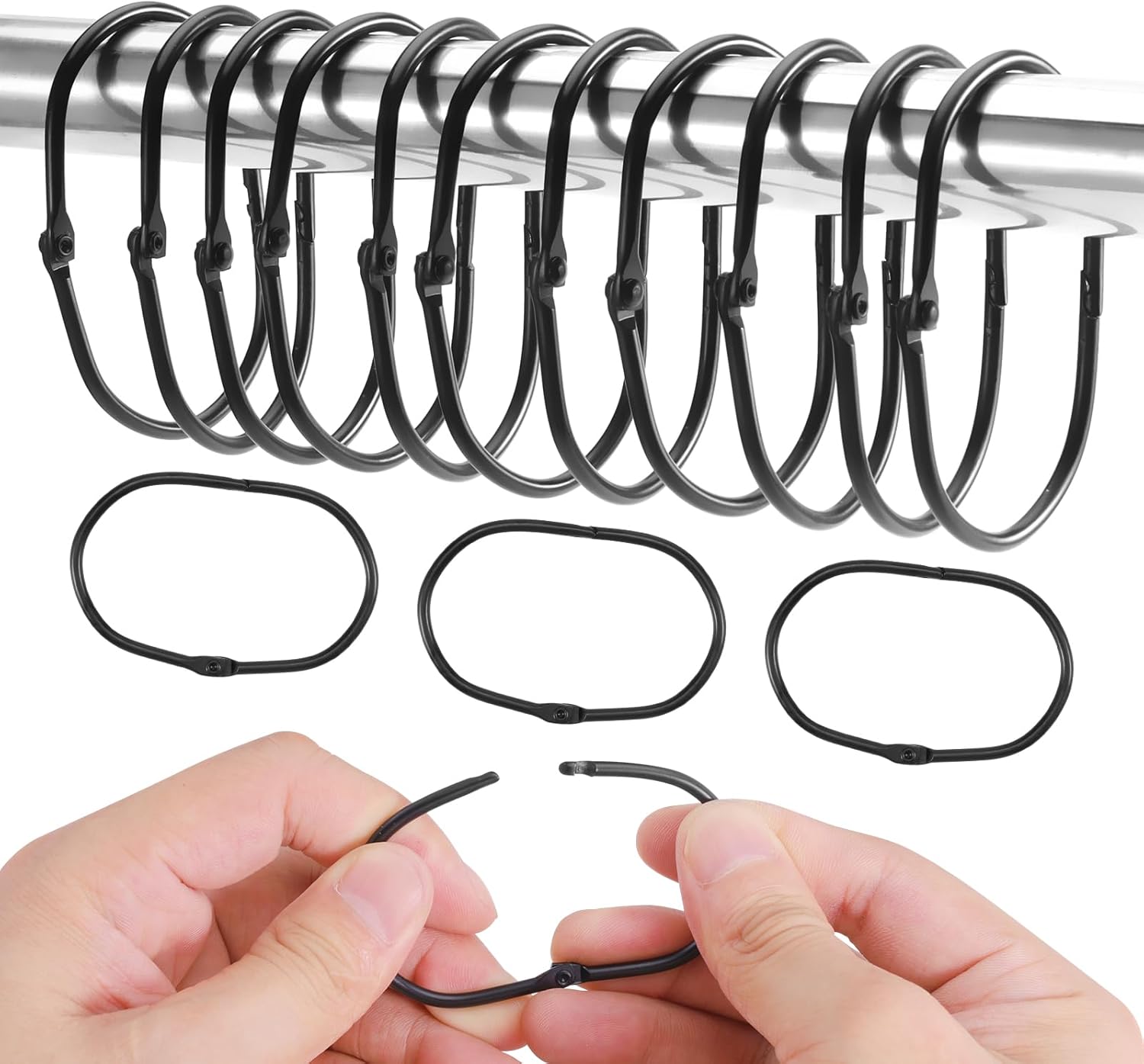 Shower Curtain Hooks Black Shower Curtain Rings Rustproof