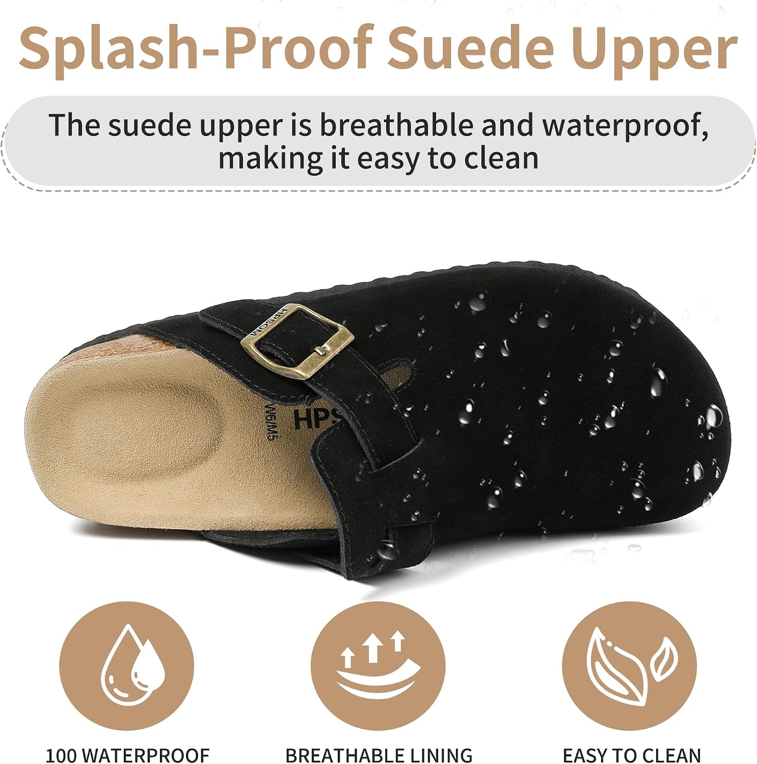 Women and MenSuede Clogs Cork Footed Sandals Mules