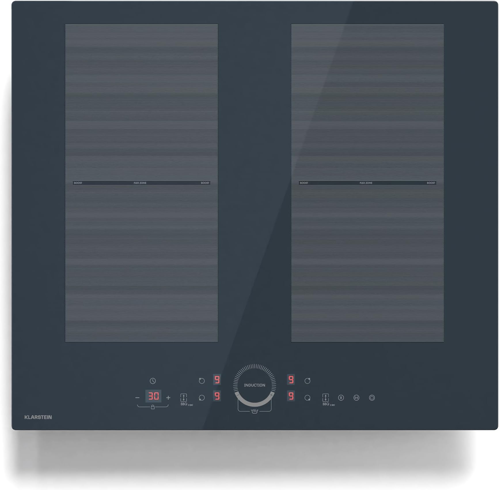 Klarstein Delicatessa 60 Induction Hob - 4-Zone Built-In Induction Cooker, 7000W With Thermoboost, Flexzone, Slider Control, Child Lock & Safety Features, Black Glass-Ceramic