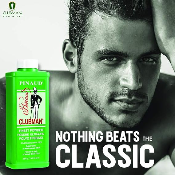 Clubman Pinaud Finest Body Powder Sweat & Odor Control, Moisture Absorbing Grooming Essential, Cornstarch & Zinc Oxide, 9 oz, 1 Pack