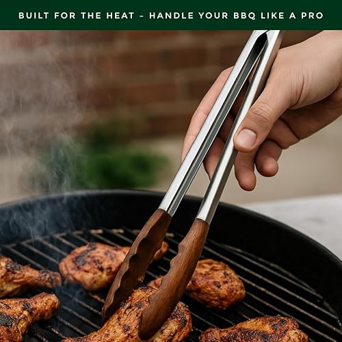 Miniatura 4 de Pinzas de cocina de madera de nogal  Pinzas de madera antiadherentes seguras para ensalada y parrilla de 12 pulgadas para cocinar, servir, asar y