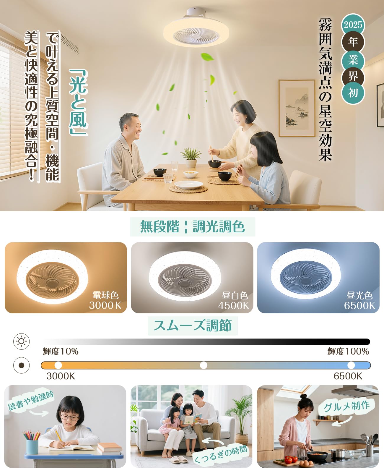 2025最新 星空効果　シーリングファンライト サーキュライト 照明 5枚羽根 Amazon.co.jp : 【2025最新 星空効果】シーリングファンライト