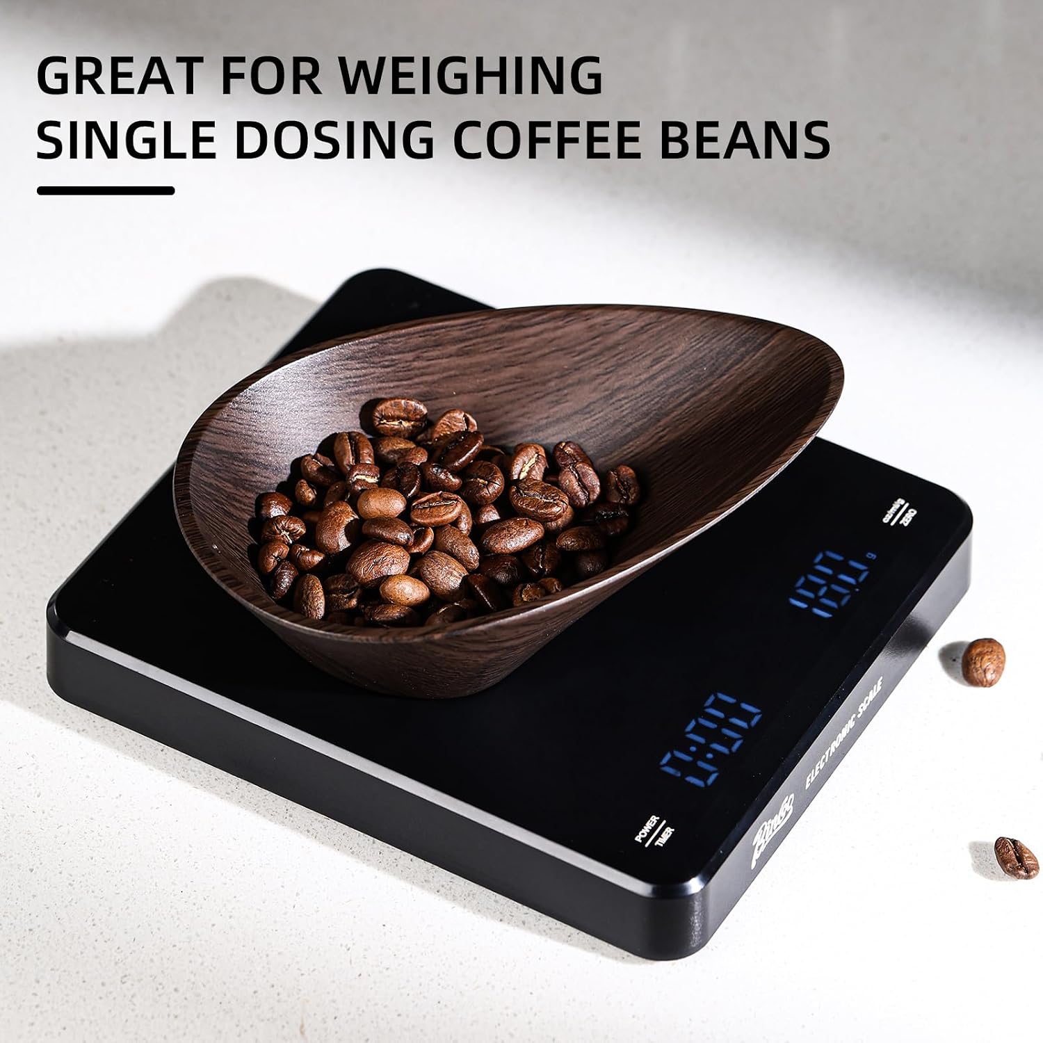 Coffee Bean Dosing Cup Set of 2 - Bincoo Wood Grain ABS Precision Dosing Cup for Espresso, Coffee Brewing - Non-Slip Base, Easy Pour Design, 30g Capacity