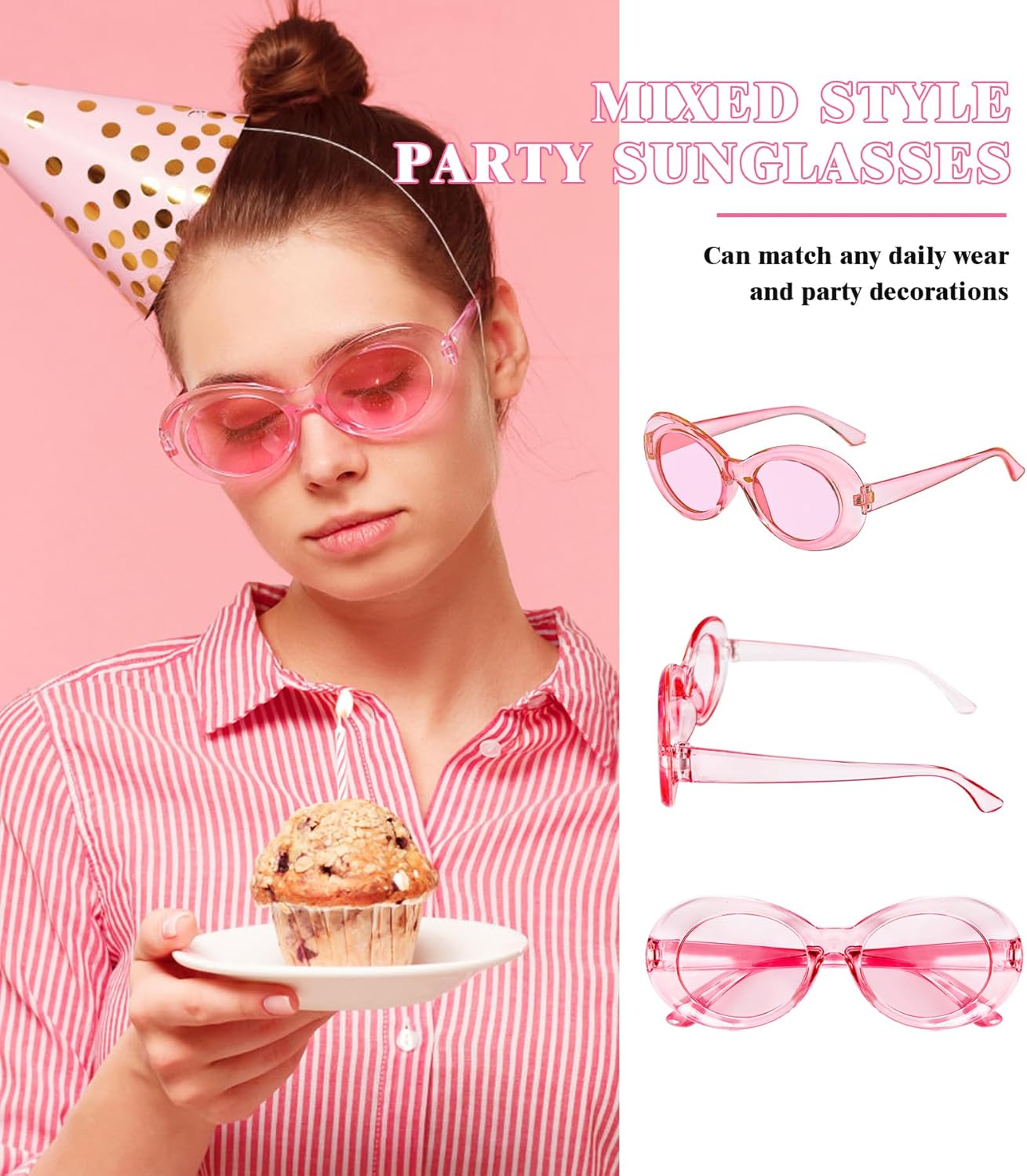 Matcheck 16 Mixed Style Sunglasses Retro Colored Party Favors Glasses Classic Costume Bulk Eyeglasses for Unisex Adult - Image 4