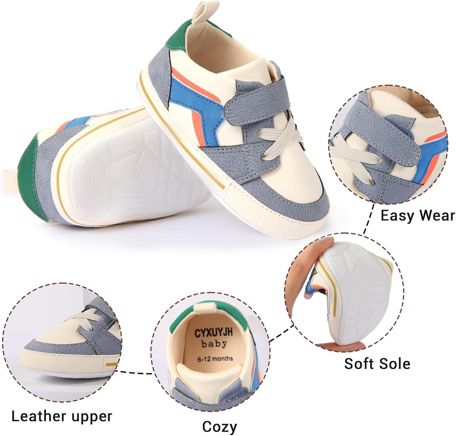 Baby Infant Dress Shoes Boys Girls First Walking Non-Slip PU Leather Sneakers Toddler Crib Shoes Newborn Loafers Flats image 5