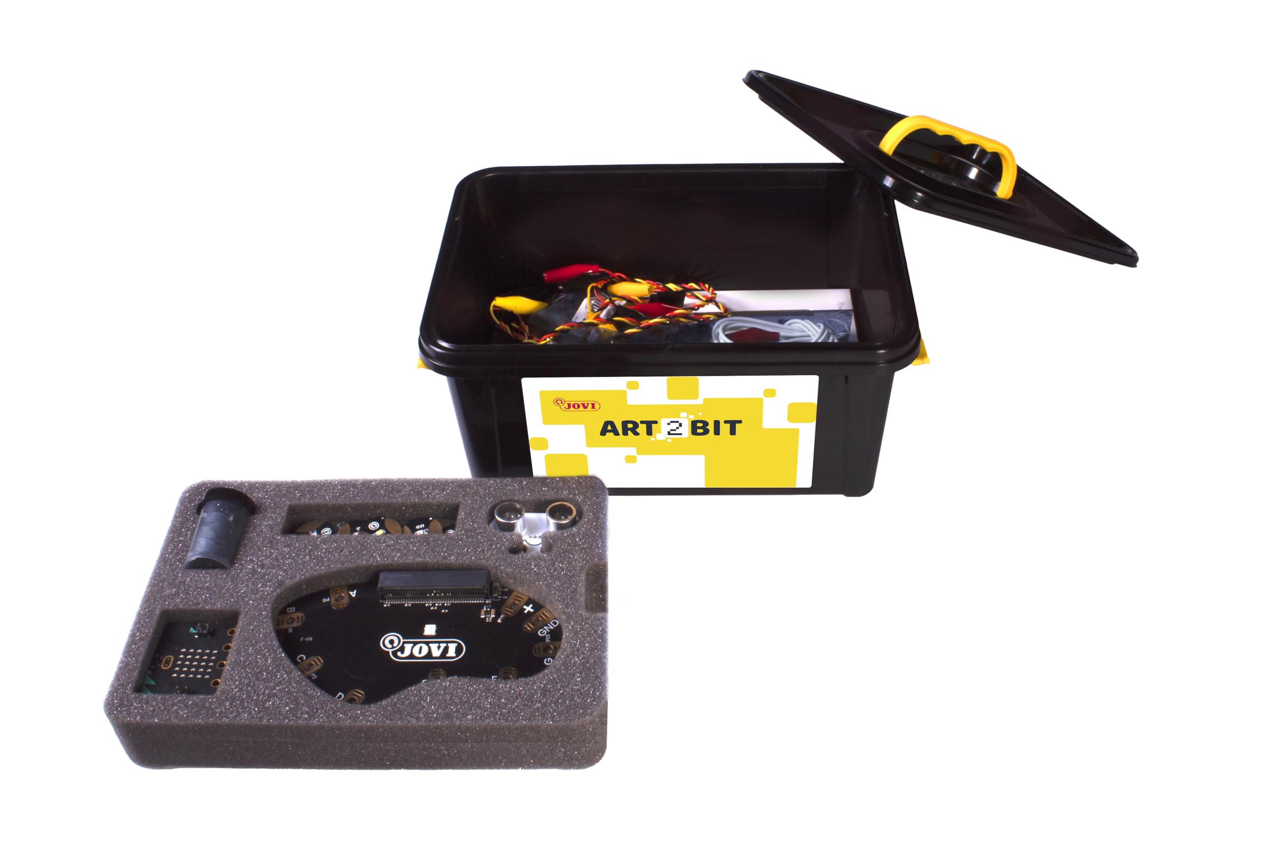 Jovi - Zestaw startowy, 6 skrzyń technologicznych z działaniami Steam dla łącznie 24 uczniów, w tym płyty Micro: bit, płyta przedłużająca i inne niezbędne komponenty