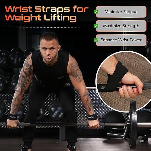 Vista 3 de Grip Lifting Straps for Weightlifting and Strength Training, Premium Cotton and Padded Wrist Wraps, Gym Deadlift for Men & Women