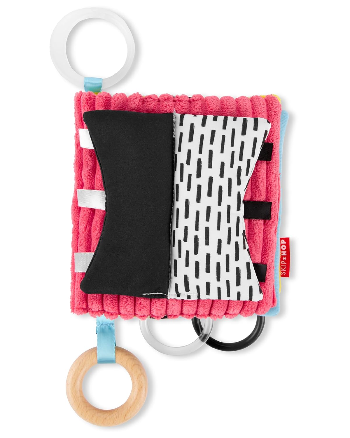 Skip Hop Discoverosity 6-Page Montessori-inspired Soft Baby Activity Book for Sensory Exploration with Multiple Textures and Crinkle & Squeaker Sounds, Age 0+