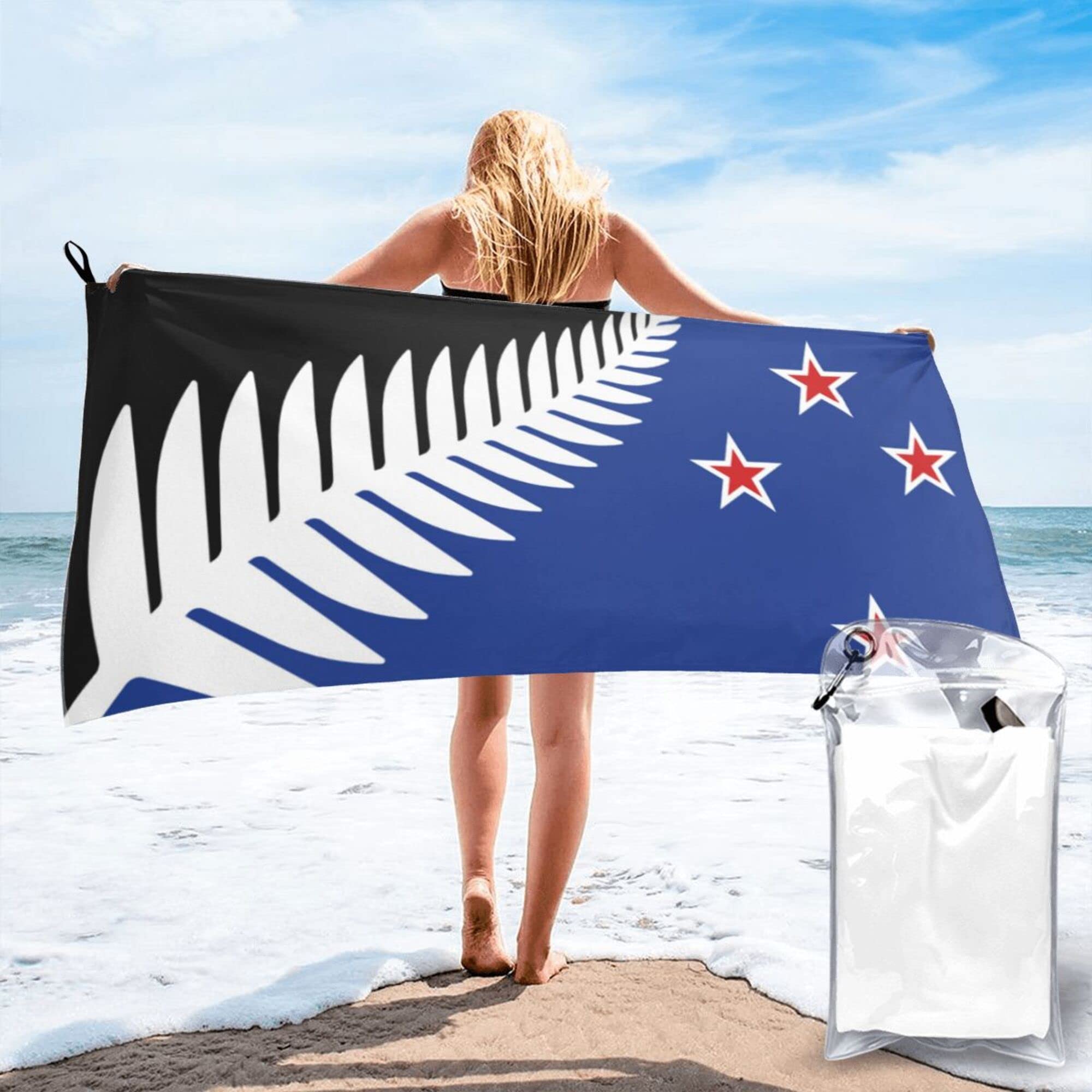 AOOEDM Flag of New Zealand Microfiber Beach Towel-Quick Dry Oversized Towels Blanket for Travel Pool Camping