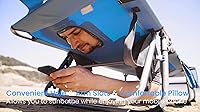Vista 7 de GYMAX Silla de bronceado, tumbona plegable de playa con agujero para la cara y el brazo, respaldo ajustable, bolsillo lateral, almohada y asa