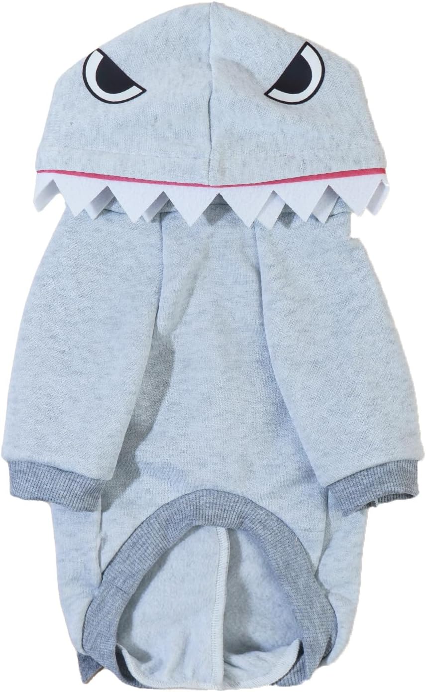 QWINEE Shark Dog Hoodie Dog Warm Jacket Coat Puppy Sweatshirt Christmas Halloween Dog Costume Cosplay Winter Dog Clothes Pet Apparel for Small Medium Dogs Cats Kitten Grey XL X-Large Grey