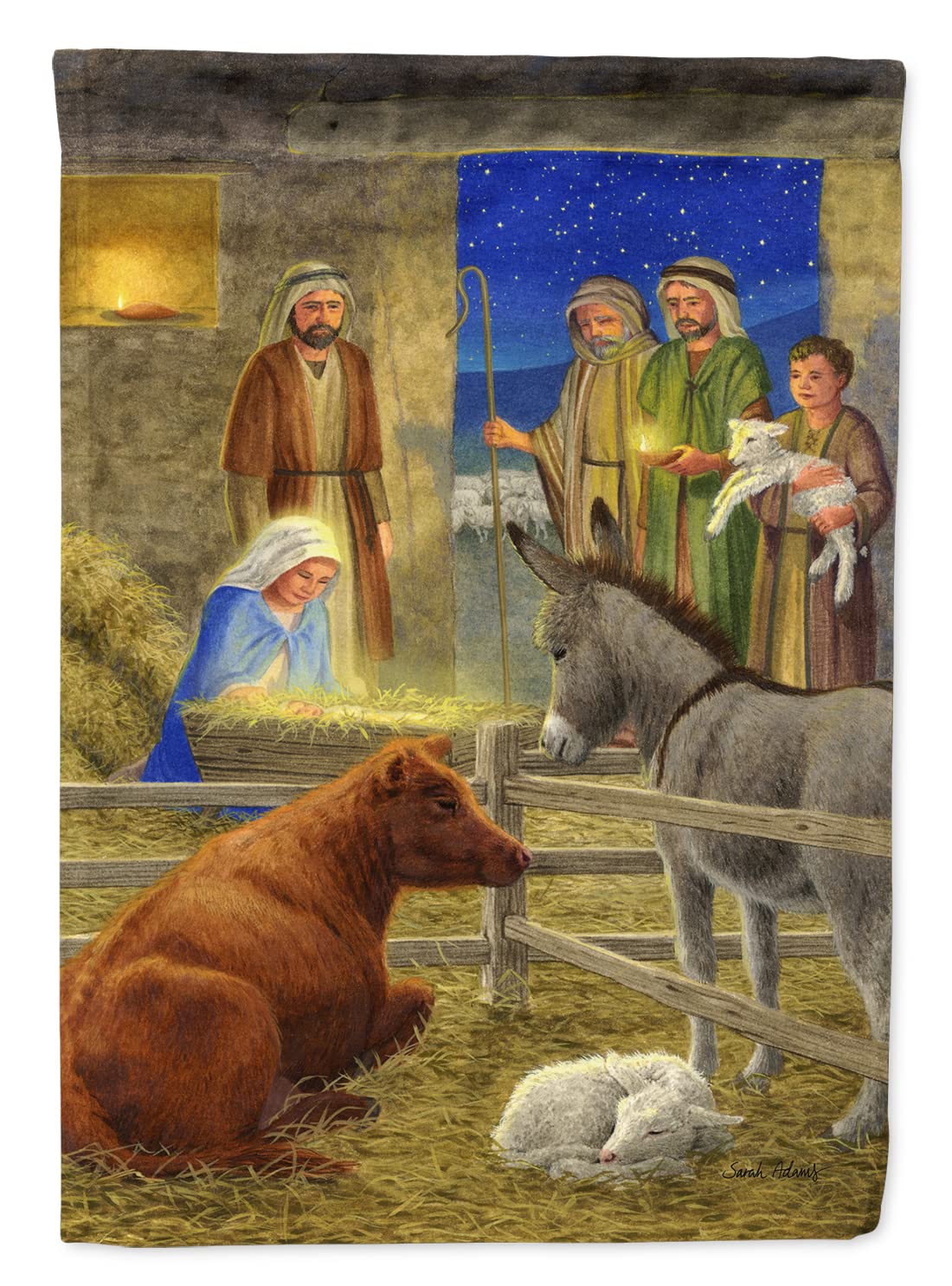 Crèche de Noël sur Toile Grand Drapeau Extérieur Multicolore Caroline's Treasures ASA2142CHF L