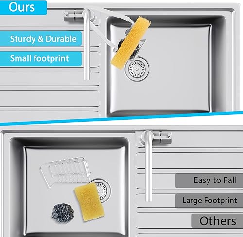 Miniatura 10 de Soporte de esponja para fregadero  Bandeja de ducha para grifo  Organizador de metal para cocina y baño  Colgar alrededor del grifo